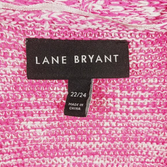 Lane Bryant, Sweater Wrap, Size 22/24, Pink/White Weave, Button Detail on Sides - Picture 2 of 15